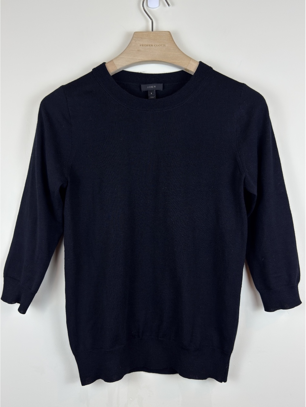 J.Crew Tippi 100% Merino Wool Navy Blue 3/4 Sleeve Sweater Size S